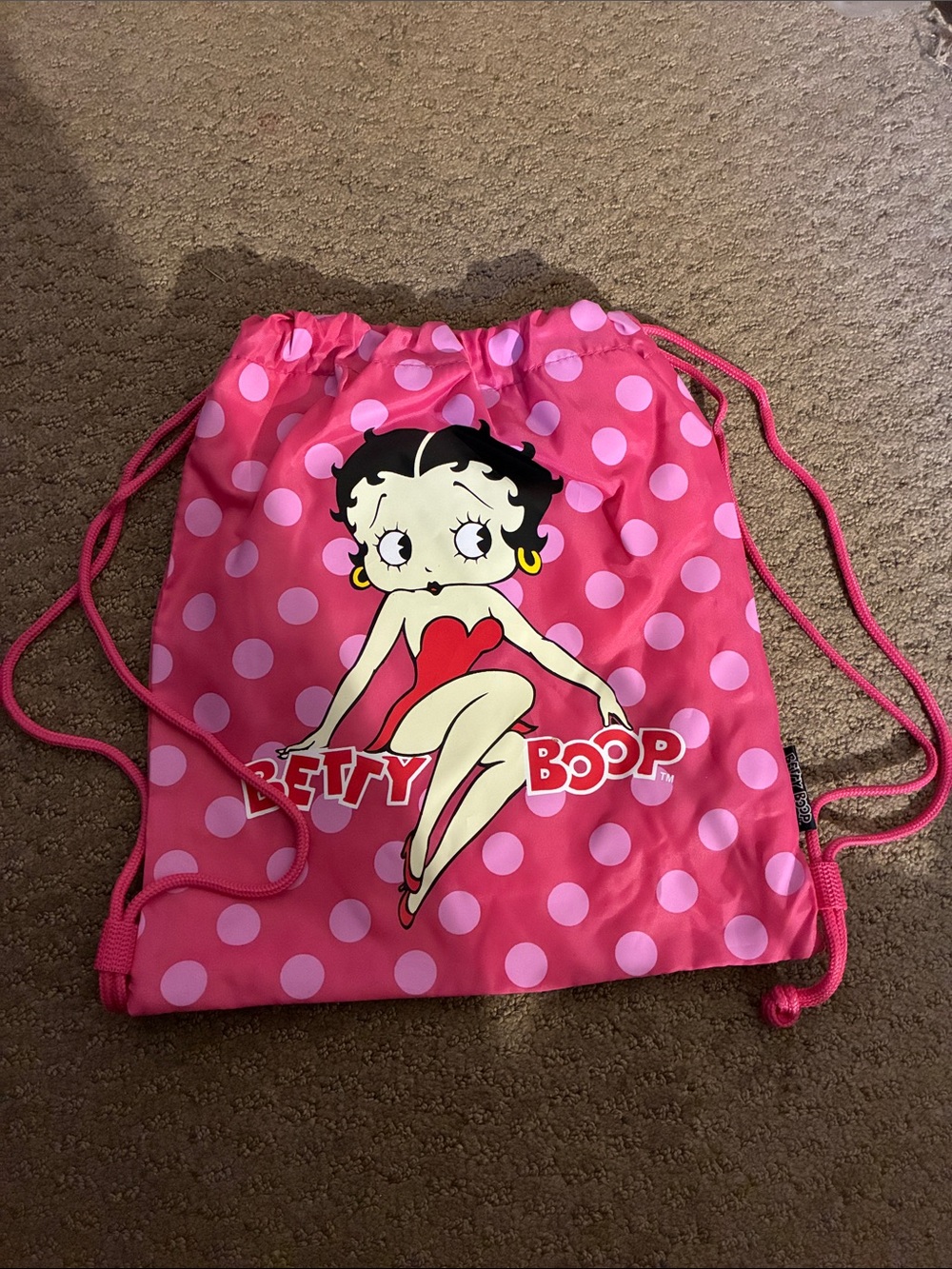 Betty Boop Hot Pink Polka Dot Drawstring Backpack
